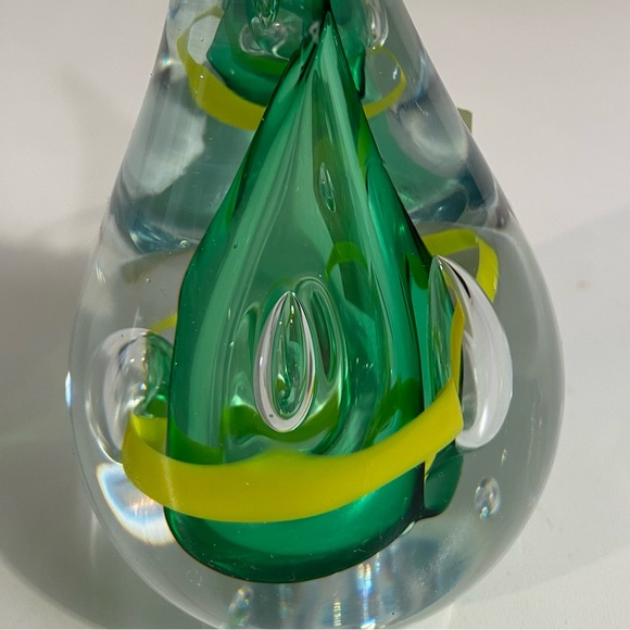 Signed Adam Jablonski Mouth Blown Crystal Teardrop Paperweight Made in Poland - Picture 2 of 8